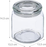 Relaxdays opbevaringskrukker med låg Sæt med 6 glas 1,3L ottekantede opbevaringskrukker Lufttætte glasbeholdere Klare madopbevaringskasser Naty Shop