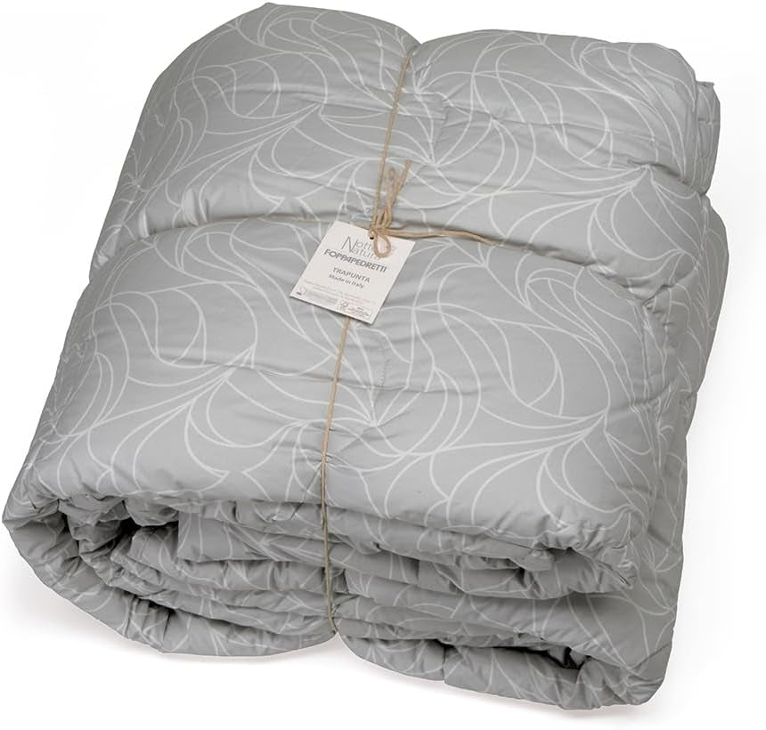 Foppapedretti Nacht&Natura dyne til dobbeltseng 2P; pearl wave, 100% bomuldsbetræk, Made in Italy Dyner og dyner Naty Shop