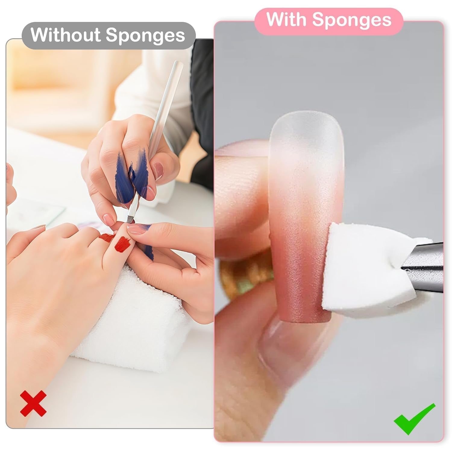 100Stks Latexfrei Nailart Schwämme, Ombre Nagelschwammpinsel, Nagelschwamm Mit Metallgreifer 100 Blatt Nailart-Mischpapier Austellungsbox, Maniküre Schwamm Applikator Für Farbverlauf Nailart