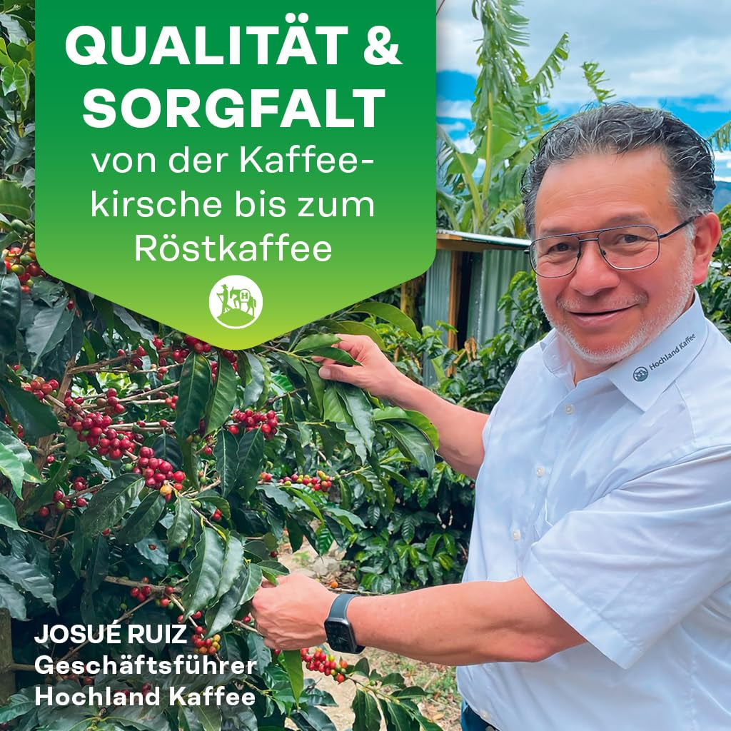 Hochland Kaffee - Holanka Crema - 250g Kaffeebohnen - Bæredygtigt direkte salg - Perfekt til fuldautomatiske maskiner og Siebträger - Mildere aromatisk smag - Bedste kvalitet fra Peru
