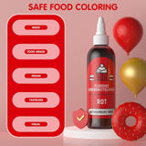 Rød madfarve 120 ml, højkoncentreret og sukkerfri flydende madfarve til bagning, kager, makroner, glasur, fondant, småkager, donuts