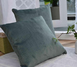 Gardinbokspude Pyntepude Lxb 45X45 Cm Grøn Jacquard "Greta" med sildebensdesign Let vedligeholdende lynlåslukning Blødt fyld 320G - Forskellige farver, 2023510 Rejsepuder Naty Shop