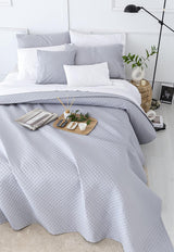 Todocama Fine Boutique sengetæppe med piquémønster, til forår, sommer, efterår og vinter, 100% super blødt mikrofiber, multifunktionelt tæppe, 140/150/160-250 X 260 cm, lysegrå Senge og tæpper Beuche den Todocama-Store