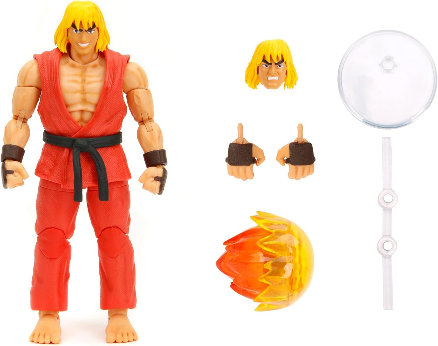 Jada Toys Street Fighter Figur Guile (15 Cm) - Street Fighter 2: The Final Challengers samleobjekt bevægelig actionfigur med alternativt hoved, hænder og tilbehør, Alder 13+ Actionfigurer Naty Shop Ken
