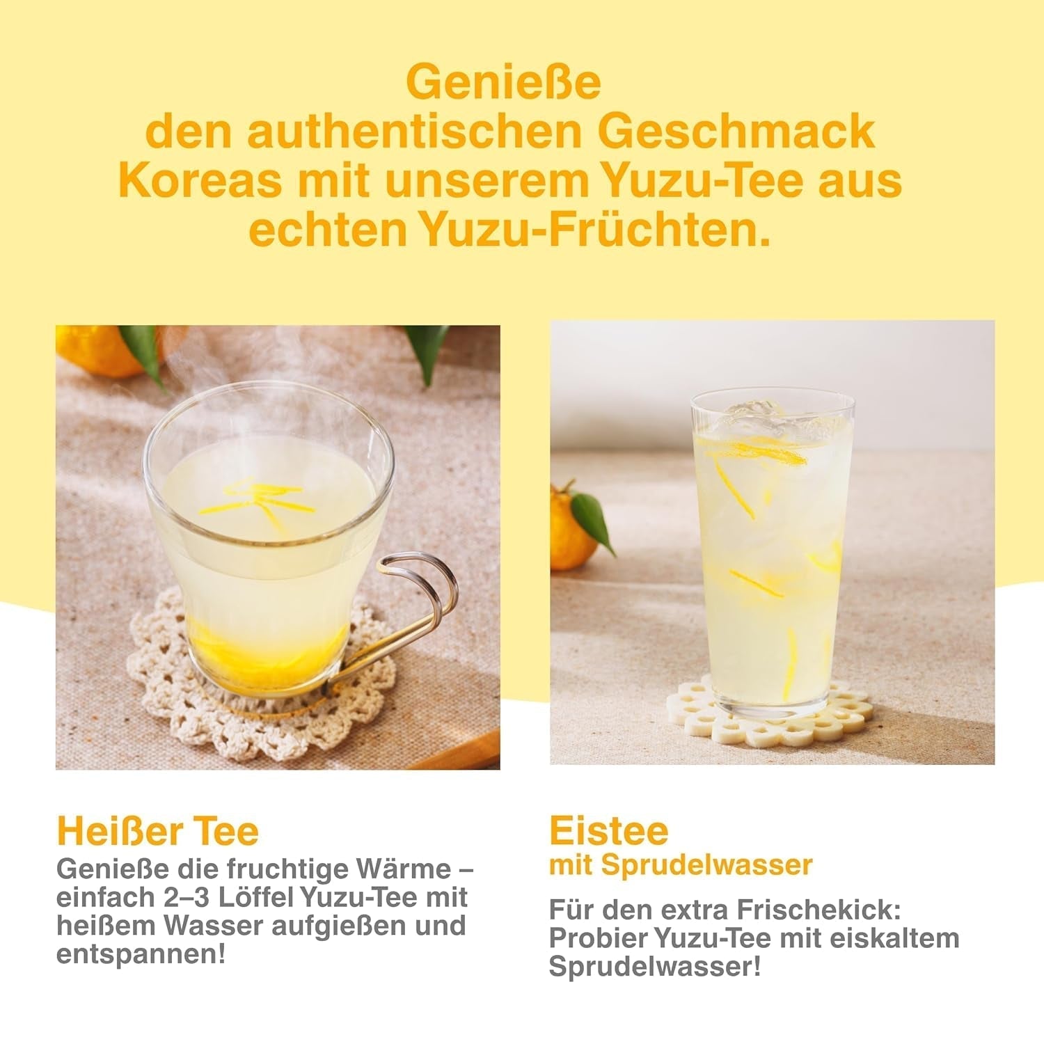 Easycookasia koreansk drik – Yuzu te | Frugtagtig, sød og citrus | Med vitamin C | Til te, limonade, cocktails og desserter | Oplev asiatisk tekultur (500 g)