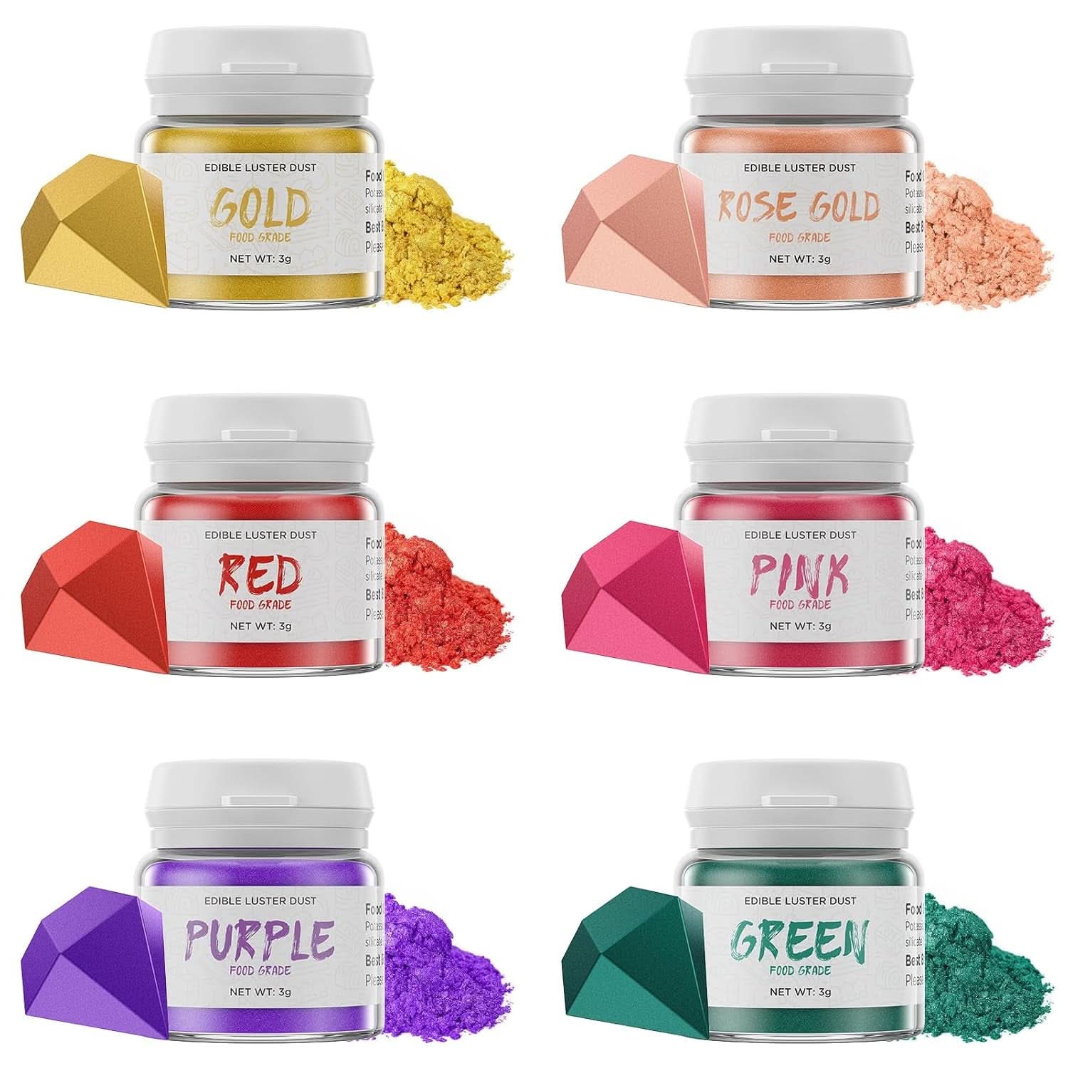 Spiselig glitter, 3 gram Naty Shop Klassiske farver