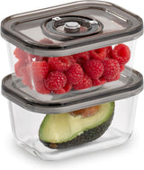 Caso Vacu OneTouch Eco sæt, manuel vakuumforsegler, inklusive 3 glasvakuumbeholdere og VacuBoxx Eco-Duo S - vakuumfriskhedsbeholder / 2 beholdere med hver 500 ml Madopbevaringsbokse Naty Shop