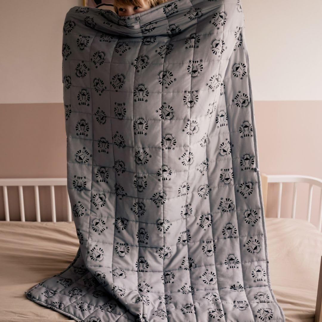 Vægtet babytæppe | 3,5 kg | 100X150cm | Terapi tæppe | Vægtede tæpper | Tungt tæppe (blåt tigeransigt, 3,5Kg-100X150 Cm) BLENKZ Senge og tæpper.