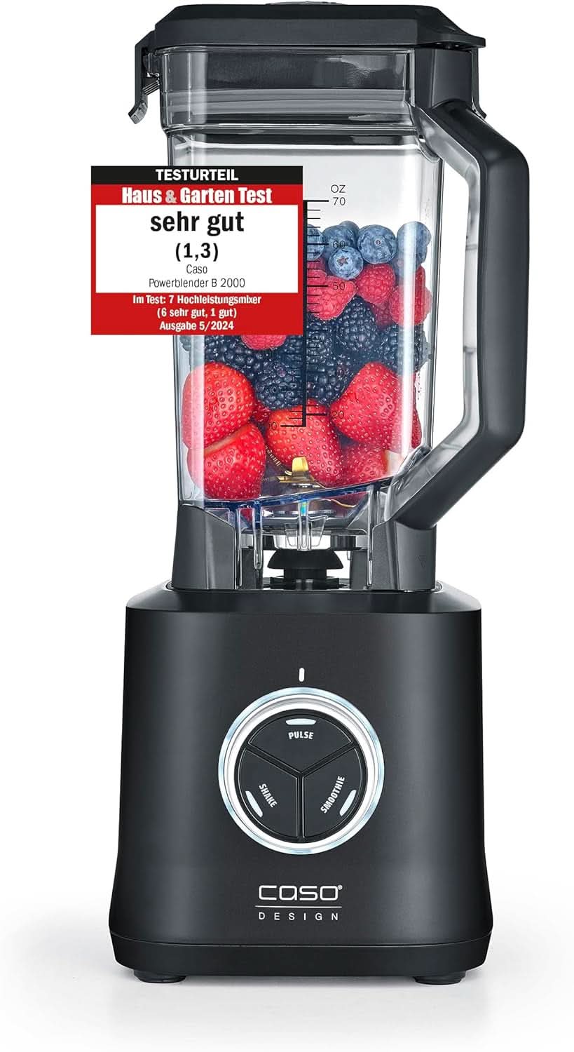 CASO Powerblender B 2000 - Profi Standmixer, 30.000 U/Min, 2000 Watt, Bruchsicherer Tritan-Mixbehälter (2 L), Bpa-Frei, Pulse-, Shake-, Smoothie-Funktion, 8-Fach Messer-System Mit Titanbeschichtung Kitchen Naty Shop