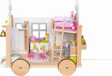Goki 51477 - Lille Hygge træ- og tekstilhus til minidukker, bevægeligt dukkehus i skandinavisk stil, 38 cm x 27 cm x 33 cm, sæt med 40, 3+ dukkehuse Naty Shop Standardtitel