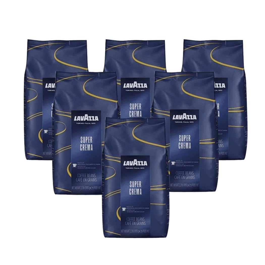 Lavazza Espresso Super Crema kaffe, hele bønne, malet kaffe, pakke med 6, 6 x 1000 g