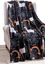Elegant Comfort Letvægts Halloween-tematæppe, blødt, hyggeligt og plys, perfekt til afslapning i denne uhyggelige sæson, 127 X 152,4 cm, Senge og betræk til kranium og knogler Elegant Comfort Unicorn Sort 50 X 60
