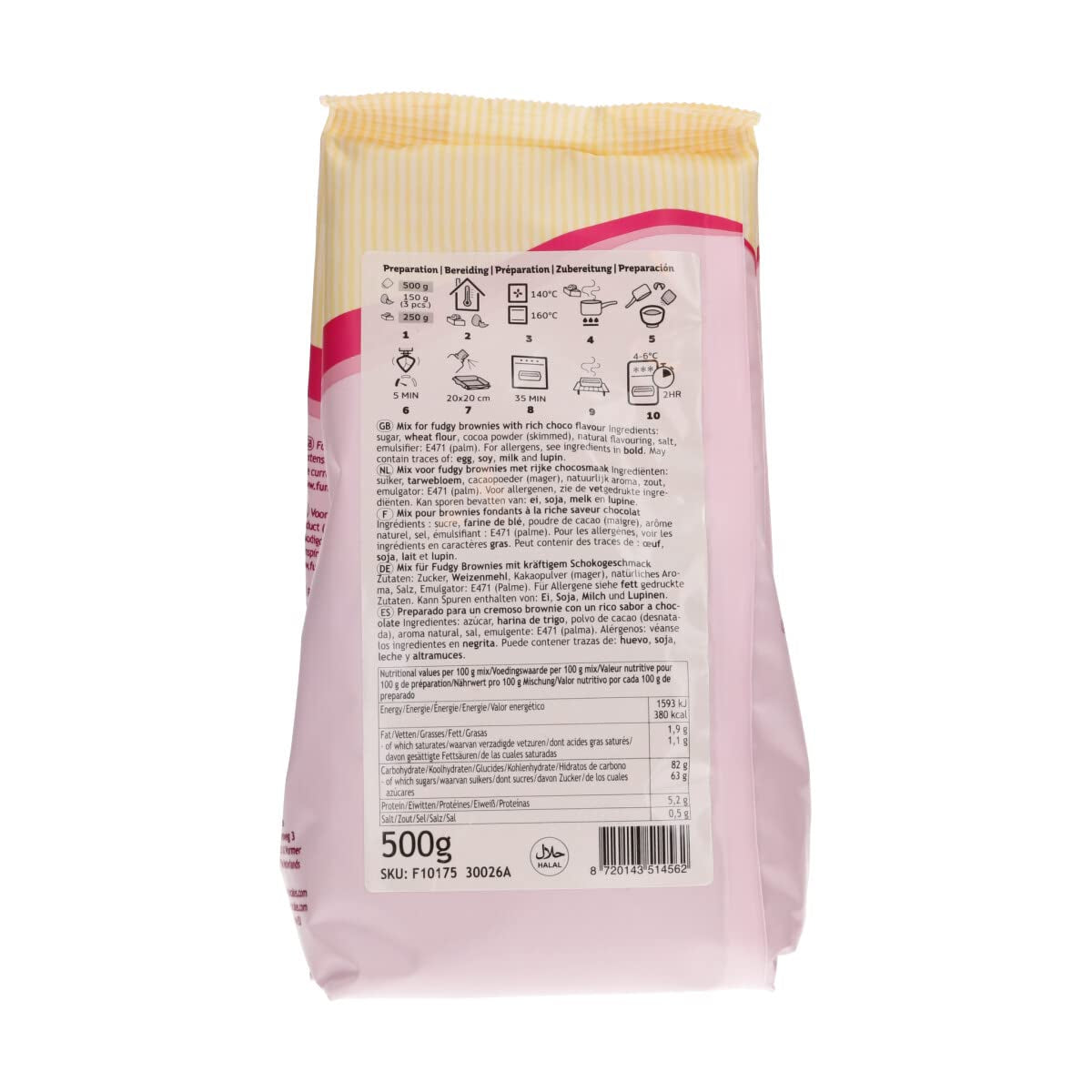 Mix Für Fudge Brownie: Einfach Zu Berübenender, Extrem Fudgy Brownie Mit Richem Schokoladengeschmack, Halal. 500 G. Blanding til bagning og madlavning Naty Shop