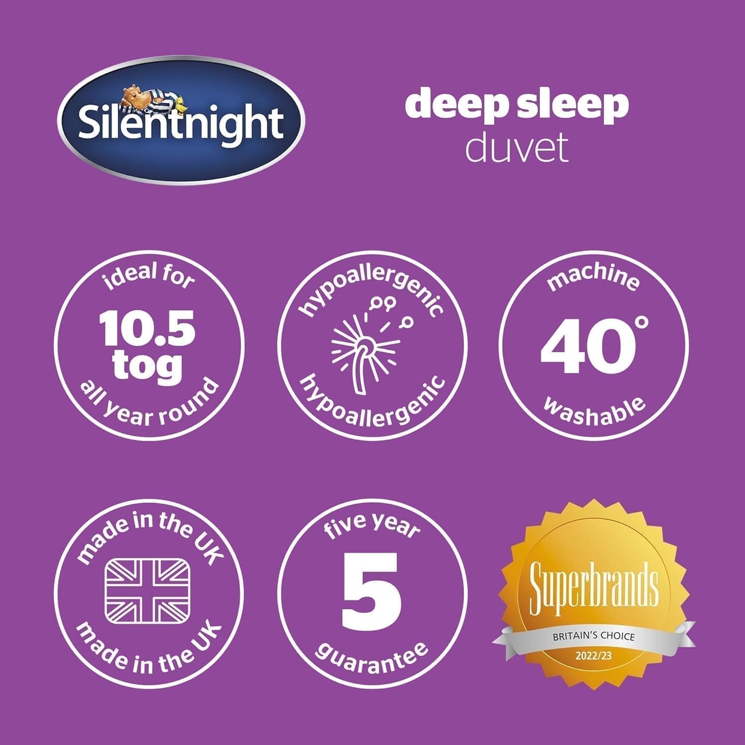 Silentnight Deep Sleep quilt, hvid, mikrofiber, hvid, enkeltseng Dyner og dyner Naty Shop