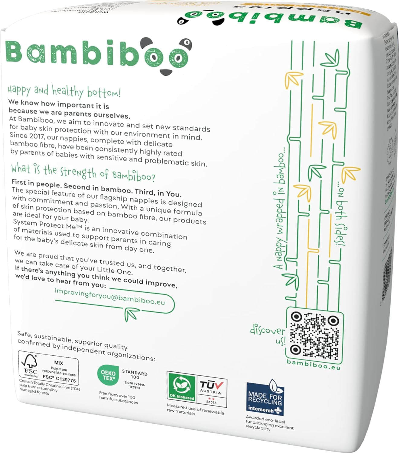 Bambiboo Mini-engangsbleer Hudvenlig med blød navleåbning af bambusfiber - Bleer til nyfødte - Engangsbleer til nyfødte - Hudbeskyttelse - Størrelse 2, 25 stk.