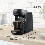 Bosch Tassimo finesse TAS162E kapsel espressomaskine, 70 drinks, mere intens kaffe med et tryk på en knap, automatisk sluk, bæredygtig, perfekt dosering, 1400 W, sort/sort