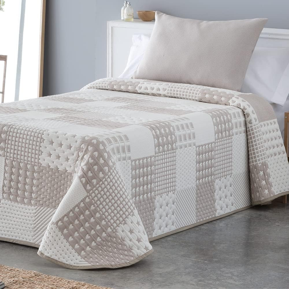 VIALMAN Colcha Bouti Ligera Sengetæppe Sofia 21, polyester bomuld, beige, Cama 150: 250 X 270 Cm Senge og tæpper Besuche den VIALMAN-Store