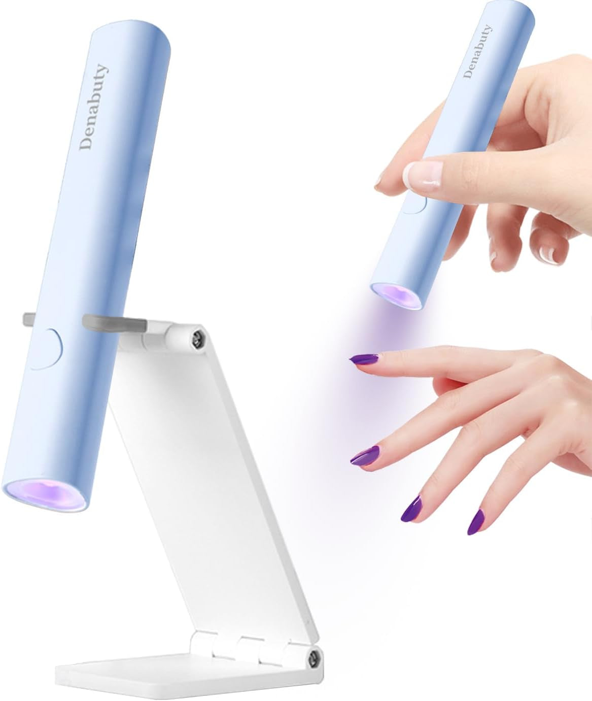 Denabuty UV-lampe til Gel-neglelak, Mini UV LED-lampe til negleudskiftning med stativ Tragbare Lille UV-neglelampe til Gel-neglelak, til Aushärten Von Nagelkleber & Negletips Hvid