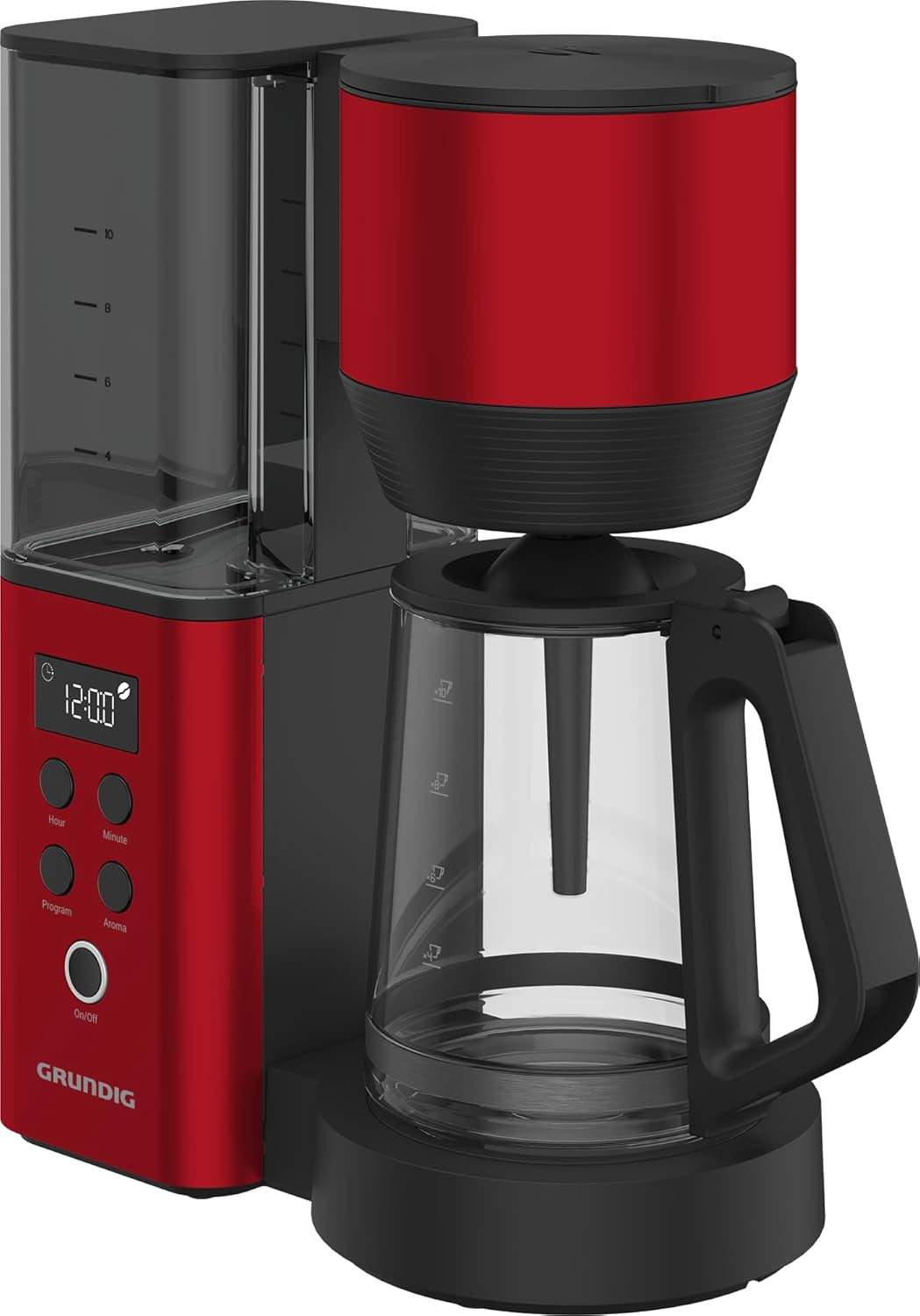 Digital espressomaskine med filter GRUNDIG KM8440, rød, 1000 W, 1,25 liter
