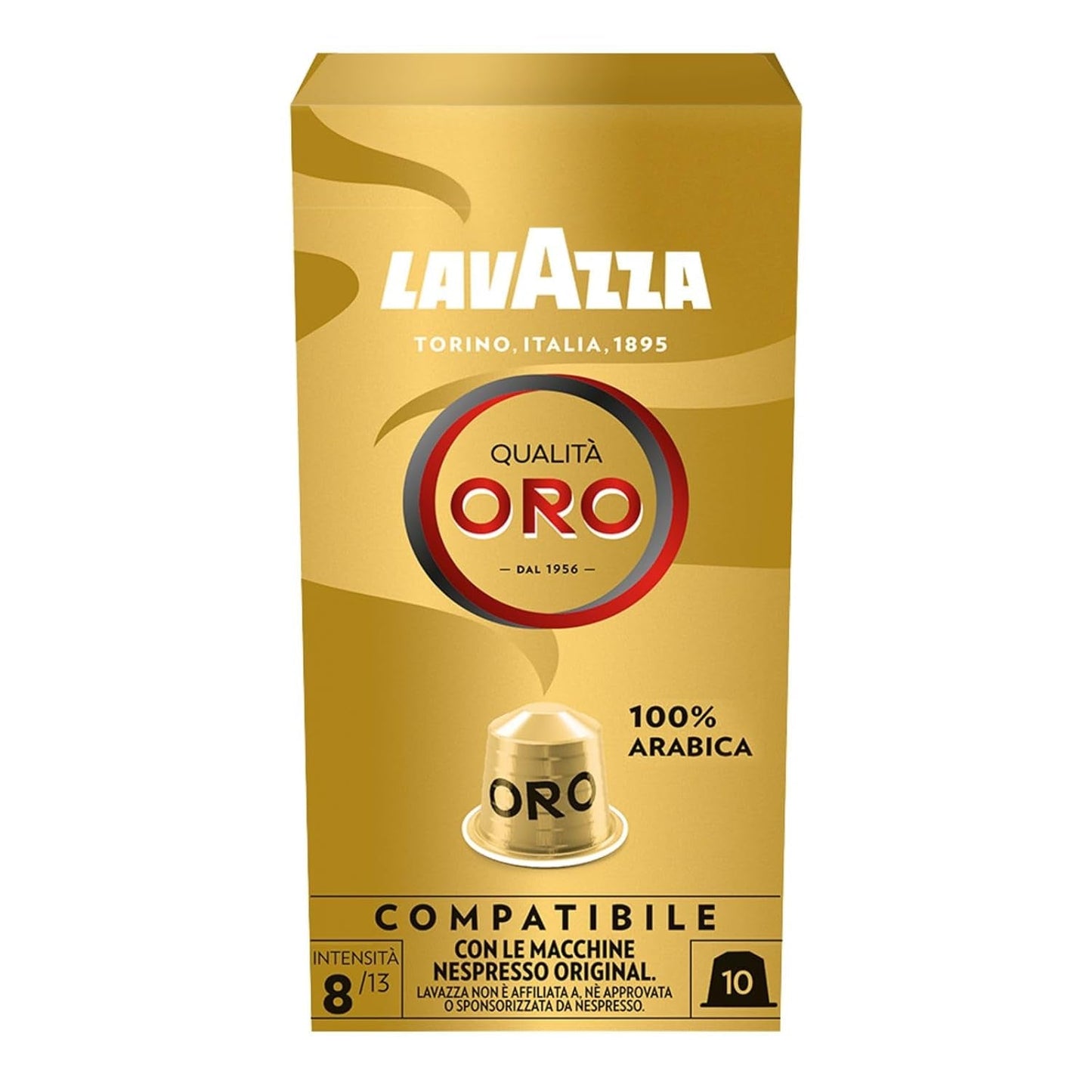 Lavazza Qualità Oro, Arabica-Bohnen med frugtig-blomstret smag, 10 kapsler, Nespresso-kompatibel