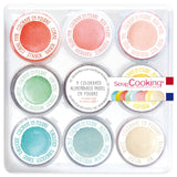 Scrapcooking - Sæt med 9 pastelfarver - blå, gul, koral, pink, turkis, limegrøn, hvid, aquagrøn, pulverrosa - spiseligt farvepulver til kager, muffins, macarons - 4272
