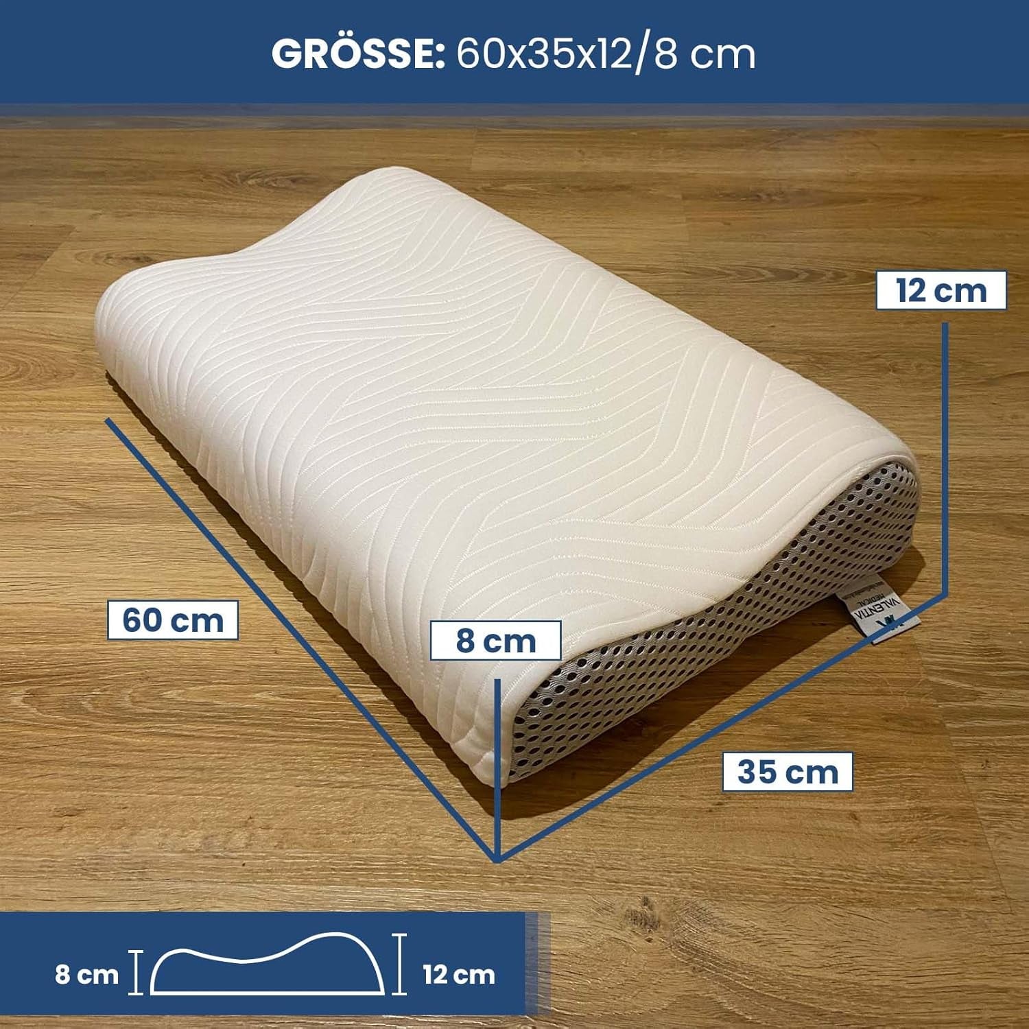 Valentia Medical Memory Foam Nakkestøttepude Ortopædisk Nakkesmertepude Memory Foam Nakkepude Ultrablødt vaskbart betræk Cervikal Ortopædiske Puder Naty Shop
