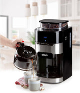 DOMO DO721K "Grind and Brew" espressomaskine - Bean-to-Cup funktion - LCD display - Til malet kaffe eller hele bønner - 1,5 L