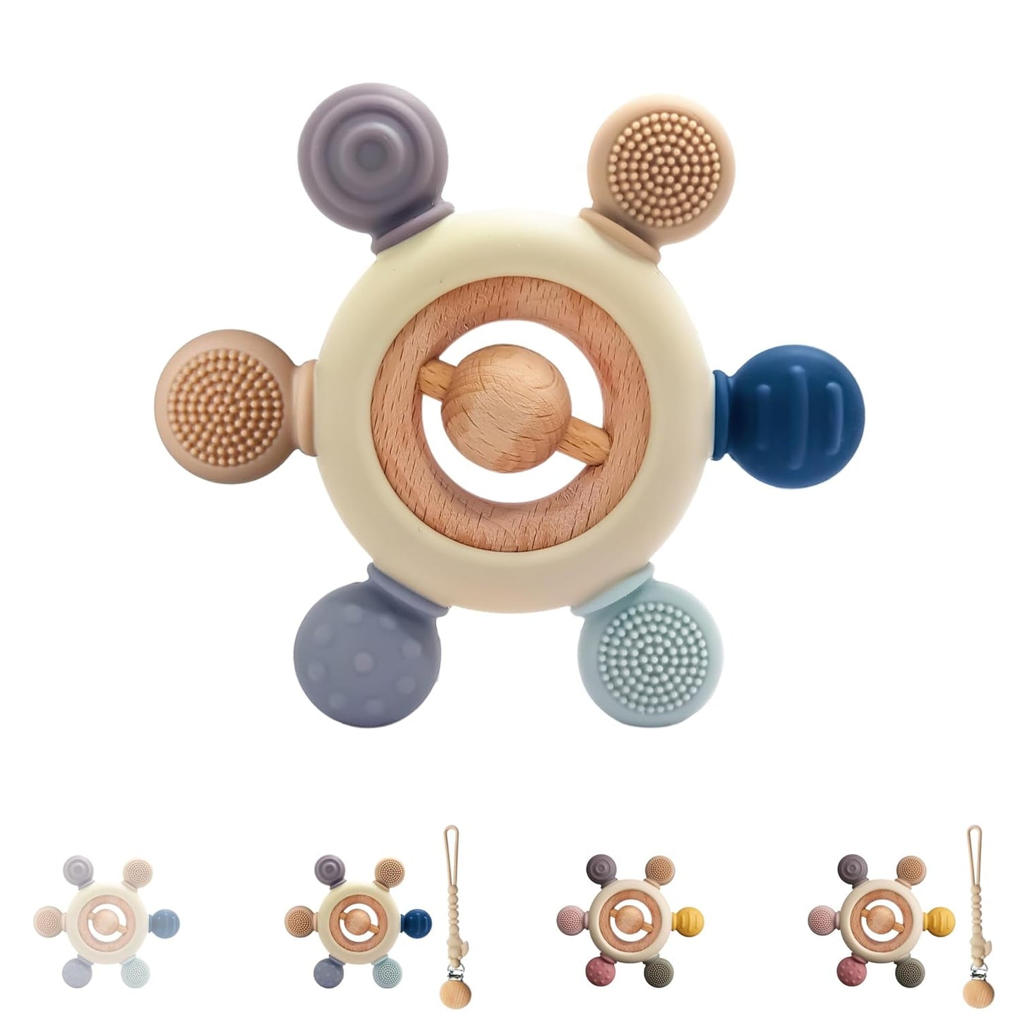 Babybitring med suttekæde - Brændselhjælp - Babylegetøj 0-6 måneder - Nyfødte essentielle ting - BPA-frit børnelegetøj - gaveideer til spædbørn