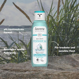 Lavera Care Basis Sensitiv 2 i 1, Shampoo og shower gel med økologisk aloe vera og vegetabilsk keratin, 250 ml Brusebad og bad Naty Shop