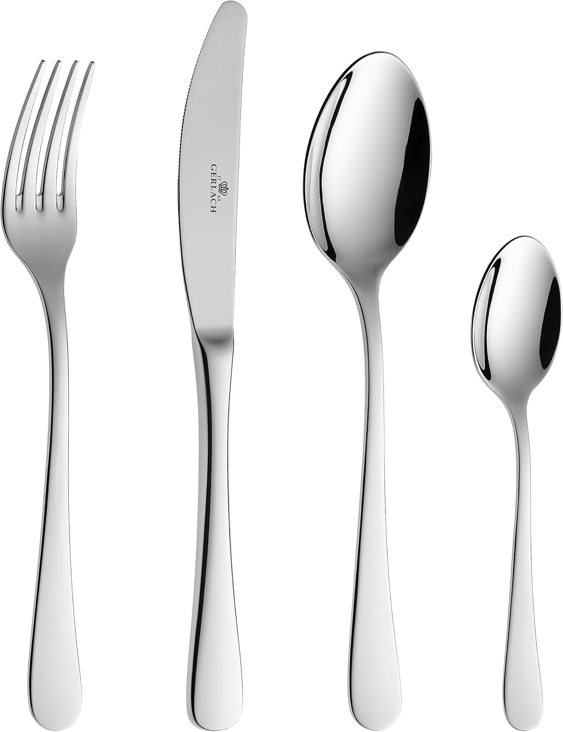 Gerlach Flow Besteck-Set 6 Personen Spülmaschinenfest Essbesteck Besteck Aus Edelstahl Messer Gabel Löffel Teelöffel Tafelbesteck Rostfrei 24 Stk, Silberglänzend Køkken Naty Shop Silberglänzend 24 El. I Einer Schachtel
