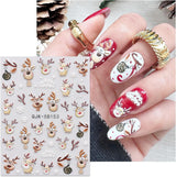 JMEOWIO 3D Nagelsticker Weihnachten Nail Art Sticker Selbstklebend Nagelaufkleber 5D Stereoskopisk Schneeflocke Xmas Winterurlaub Niedlich Dekoration Nageldesign Zubehör 4 Blatt