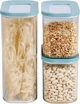 Mepal sæt med 3 opbevaringsglas med låg - Rektangulær madbeholder - Plastkøkkenorganisering - Lufttæt opbevaringsbeholder - 1x 2000ml & 2x 1000ml - Hvide madopbevaringsbokse Naty Shop Nordic Green 3-delt sæt