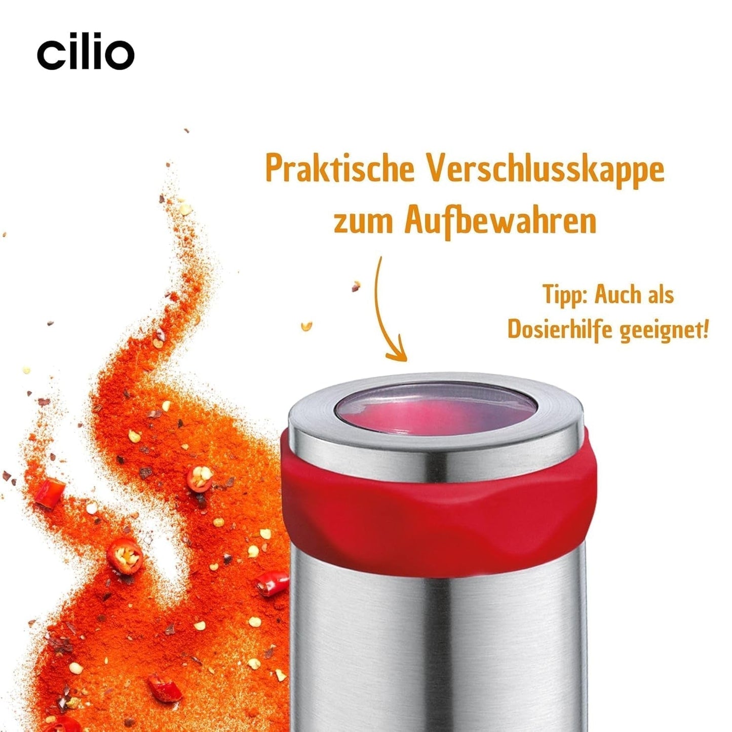 Cilio PICCANTE peberkværn, Ø 6,5 cm, H: 14,5 cm, med lukkelåg Kværne og skæremaskiner Naty Shop