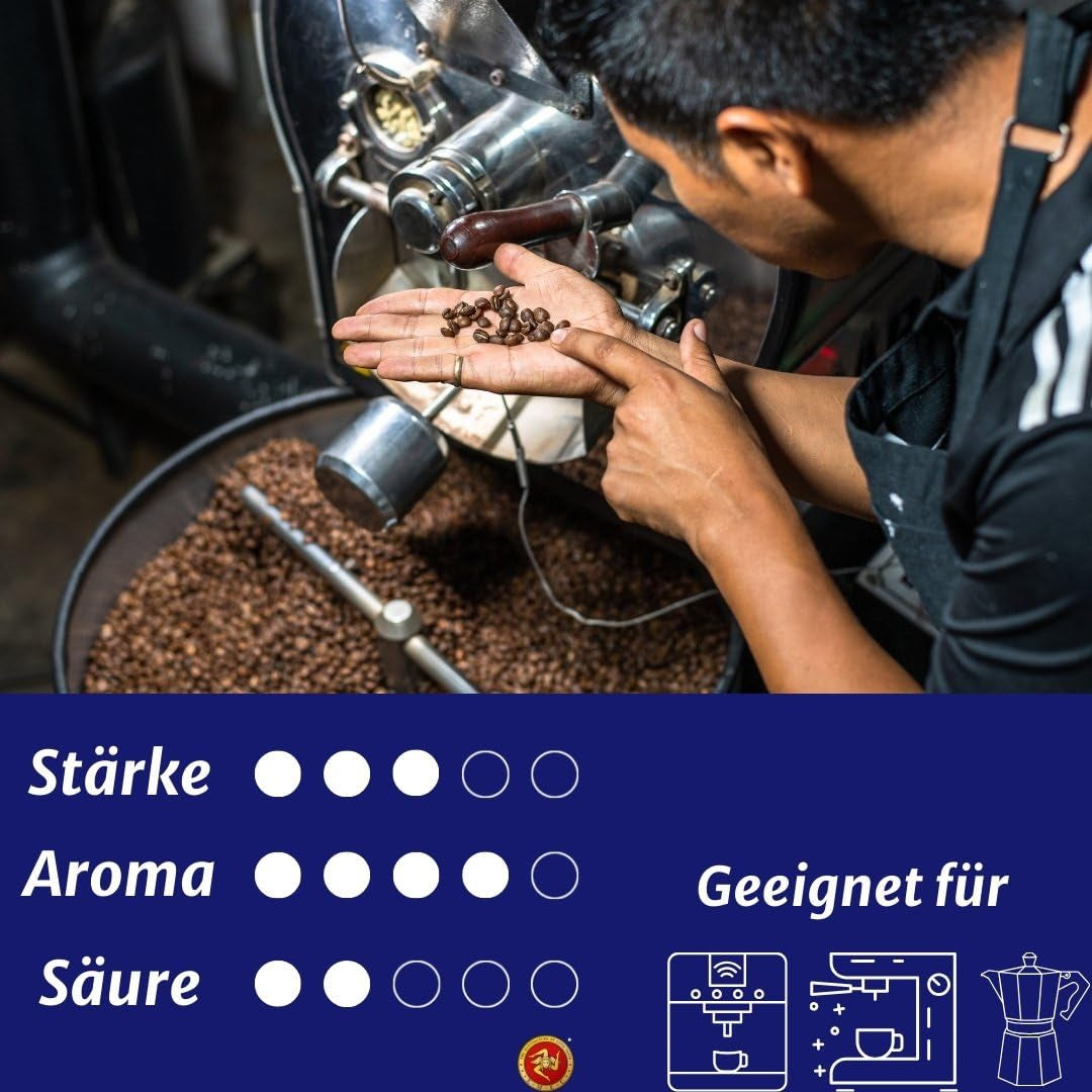 Caffè Espresso kaffebønner - traditionel ristning på Sicilien - Premium kaffebønner, 250 g pose, til fuldautomatiske maskiner og portafilter