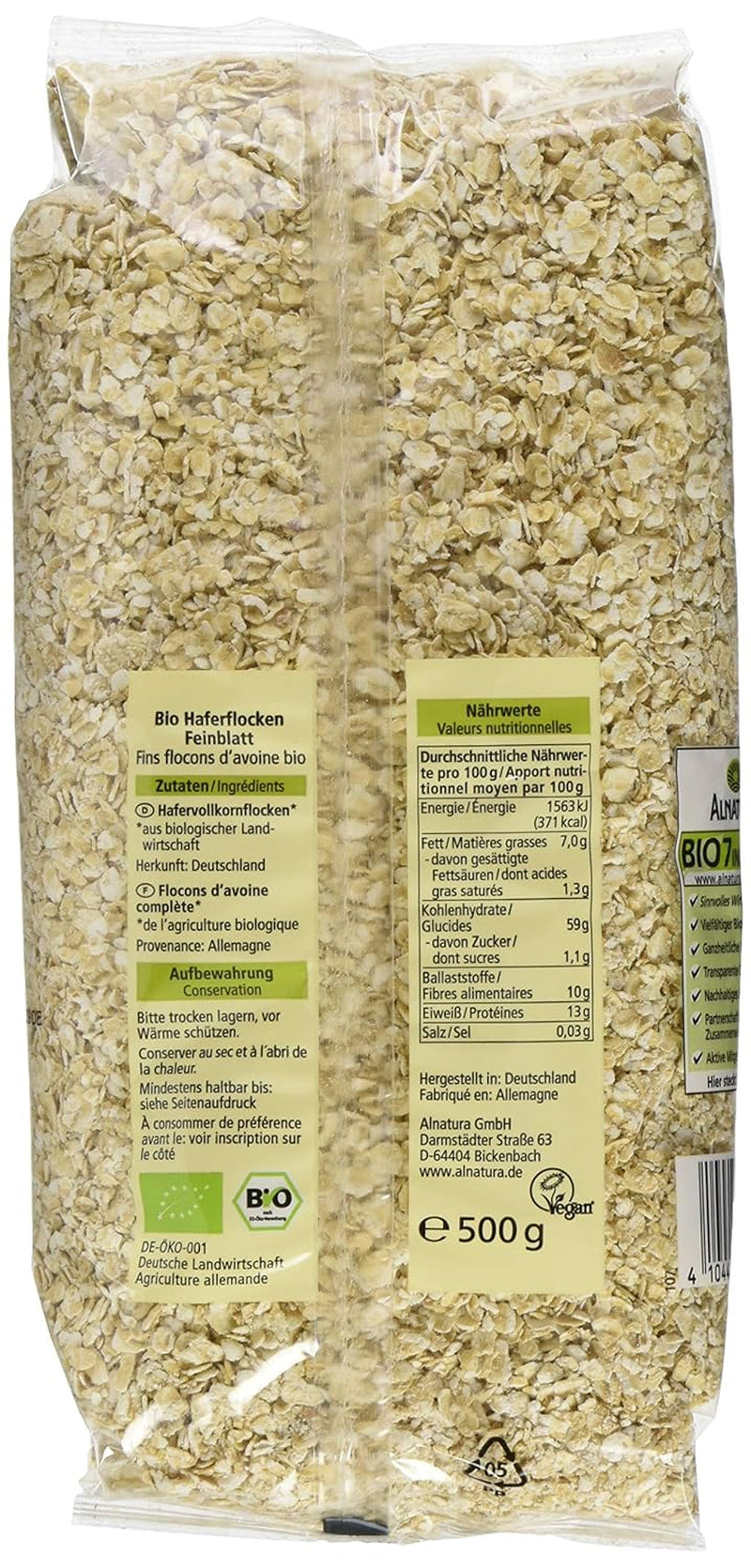 Økologisk havregryn, små flager, 500 g (1 pakke)