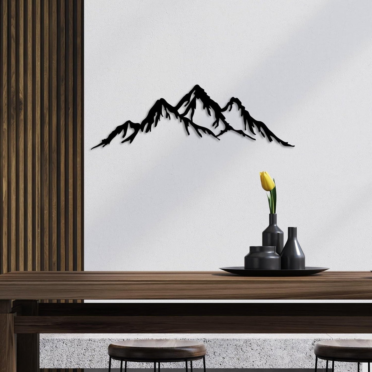 Elegant dekorativt vægtilbehør i sort metal, 70 x 22 cm | 100% metal (tykkelse 1,5 mm) | Nem vægmontering | Perfekt til en moderne dekoration Naty Shop statuetter og skulpturer