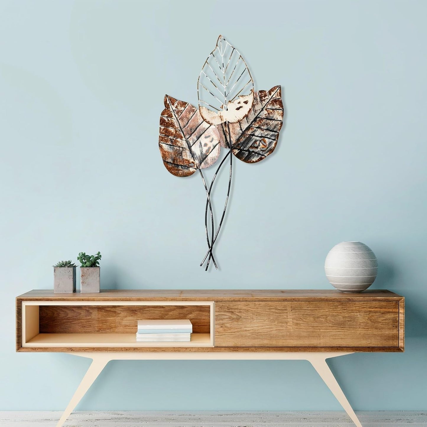 Håndlavet dekorativt vægtilbehør i metal, 45 x 85 cm | 100 % metal (1,5 mm) | Unikt brunt og sort design, perfekt til indretning | Vægmonterede statuetter og skulpturer Naty Shop Standardtitel