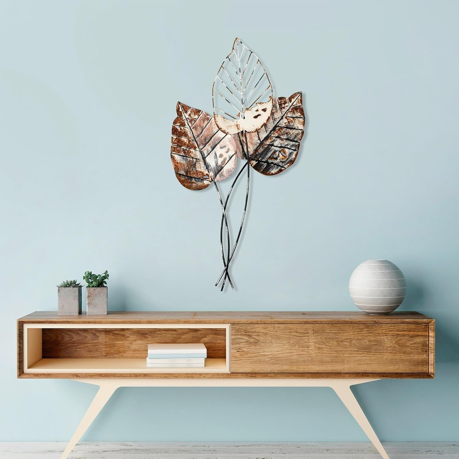 Håndlavet dekorativt vægtilbehør i metal, 45 x 85 cm | 100 % metal (1,5 mm) | Unikt brunt og sort design, perfekt til indretning | Vægmonterede statuetter og skulpturer Naty Shop Standardtitel