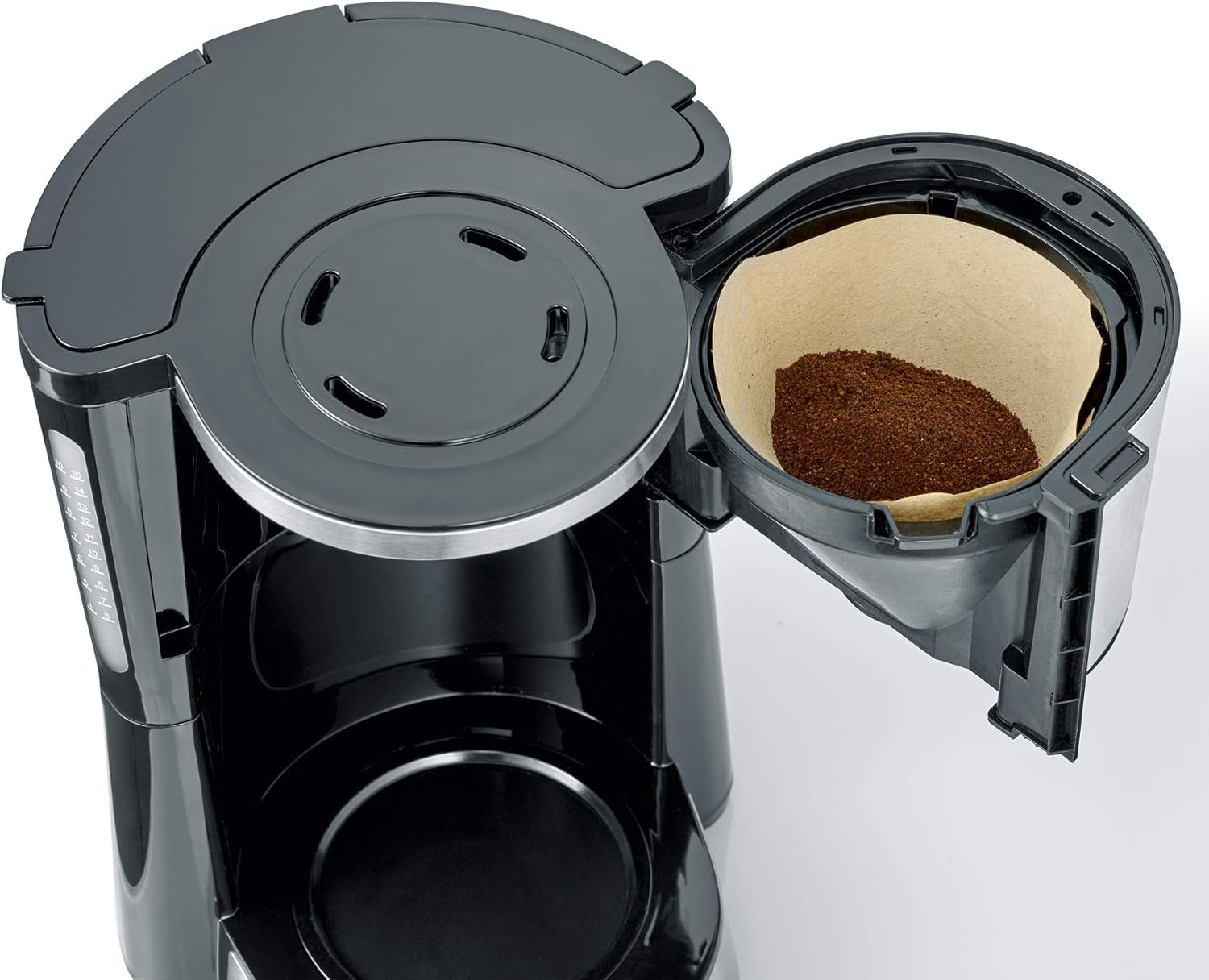 SEVERIN "TypeSwitch" espressomaskine med termokande, AromaSwitch til valg mellem 2 bryggeprofiler, kaffemaskine til op til 10 kopper, 1000W, børstet rustfrit stål-sort, KA 4845