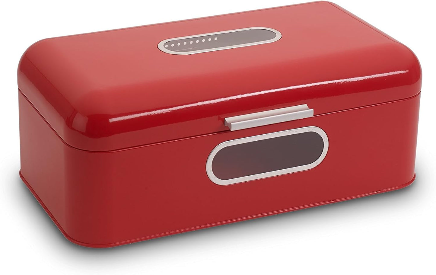 ECHTWERK Retro metal brødkurv med udsigtsvindue og låg, sæt med 3 elegante opbevaringskasser, 1,4 l kapacitet, røde madopbevaringsbokse Naty Shop Red Large Single