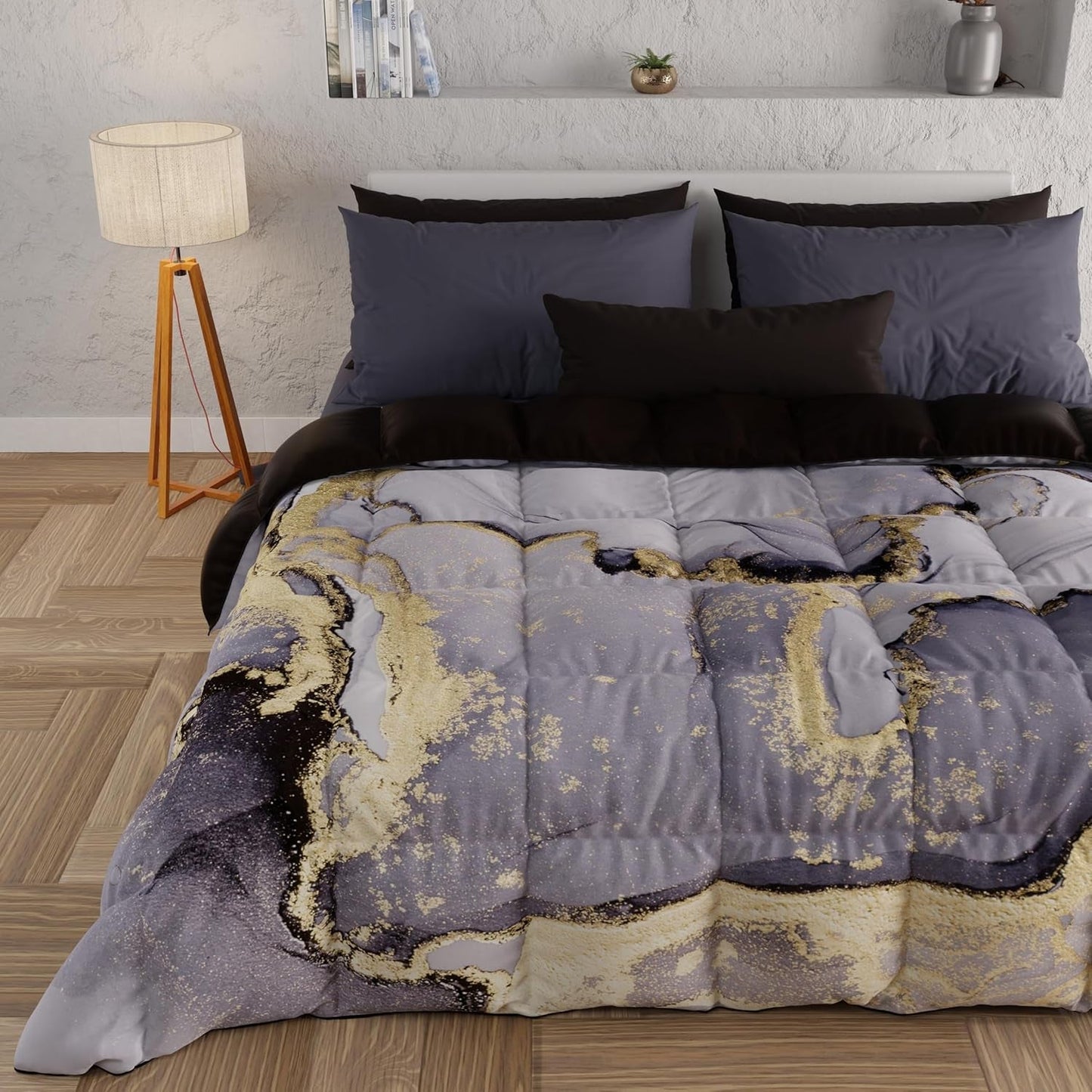 PETTI Artigiani Italiani - Vinterdyne, Vinterdyne, Enkel quilt, Dobbeltsidet, monofarvet og digitalt tryk, 100% hypoallergen mikrofiber, Made in Italy