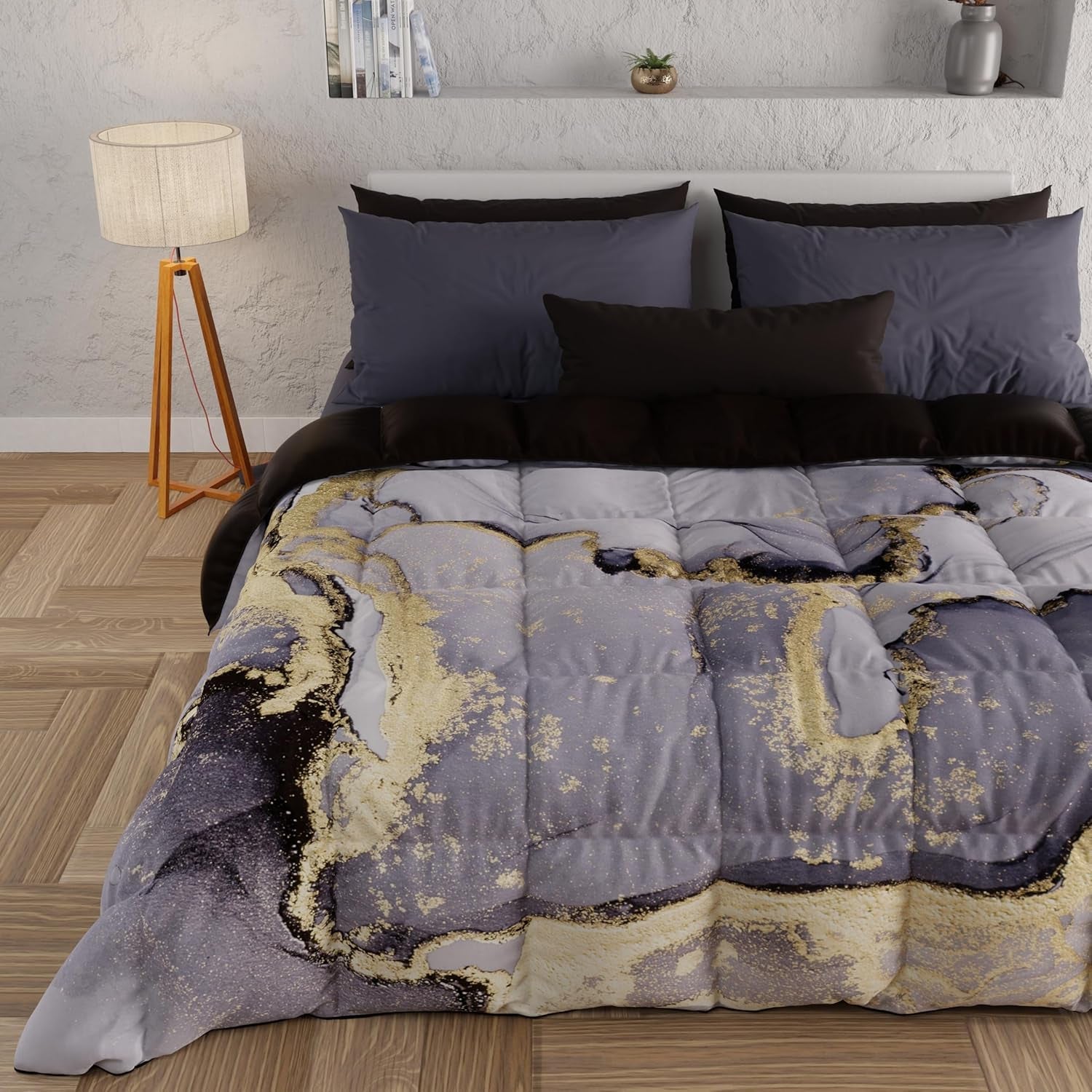 PETTI Artigiani Italiani - Vinterdyne, Vinterdyne, Enkel quilt, Dobbeltsidet, monofarvet og digitalt tryk, 100% hypoallergen mikrofiber, Made in Italy