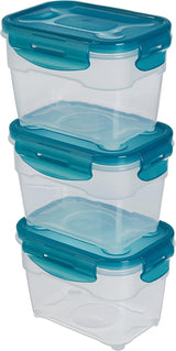 Amazon Basics frysebeholdere i et sæt, med låg, lækagesikker, stabelbar, køle/fryseskab, BPA-fri, plastik, mikroovn og opvaskemaskine, 3 x 1,2 L, Clear Naty Shop Food Opbevaringsbokse Enkelt 1 liter