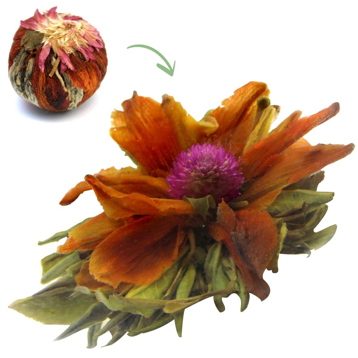 Blomsterte "Smagskrone" 1 stk 6 g | Grøn te - liljeblomst - litchiblomst | Udvalgt te | Grøn te blomster | Ideel til te elskere