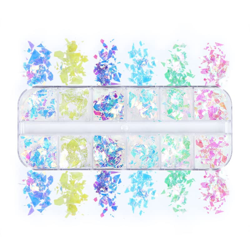 JMEOWIO Nail Glitter 12 Grids Havfrue Negle Art Decoration Accessories Negle Design