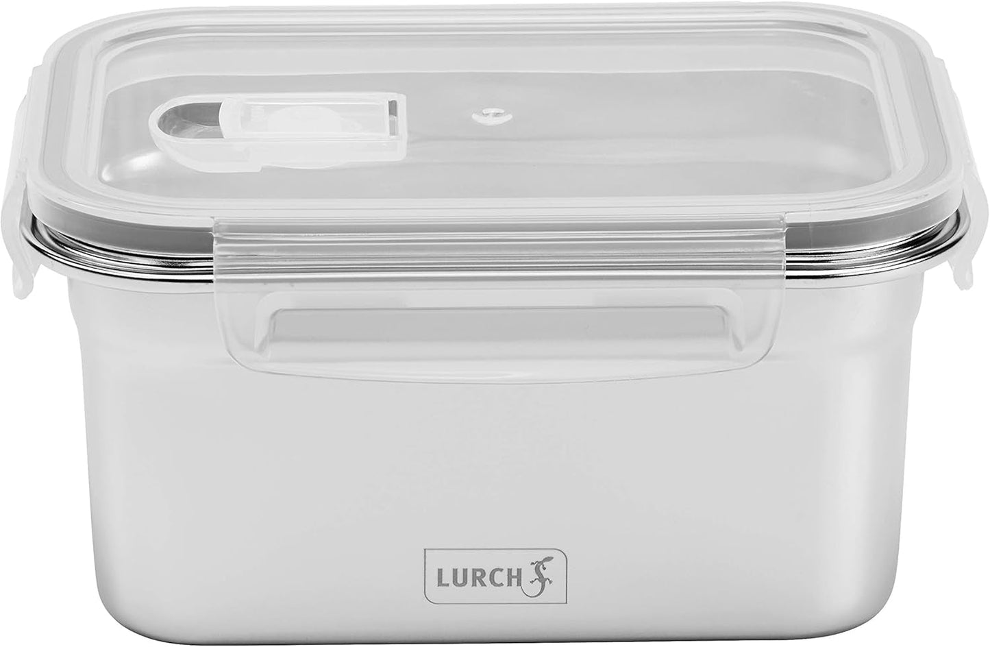 Lurch 240895 Madkasse Højkvalitets rustfrit stål sikkerheds-/opbevaringsboks med BPA-frit plastiklåg 2000ml klare madopbevaringskasser Naty Shop 1000ml
