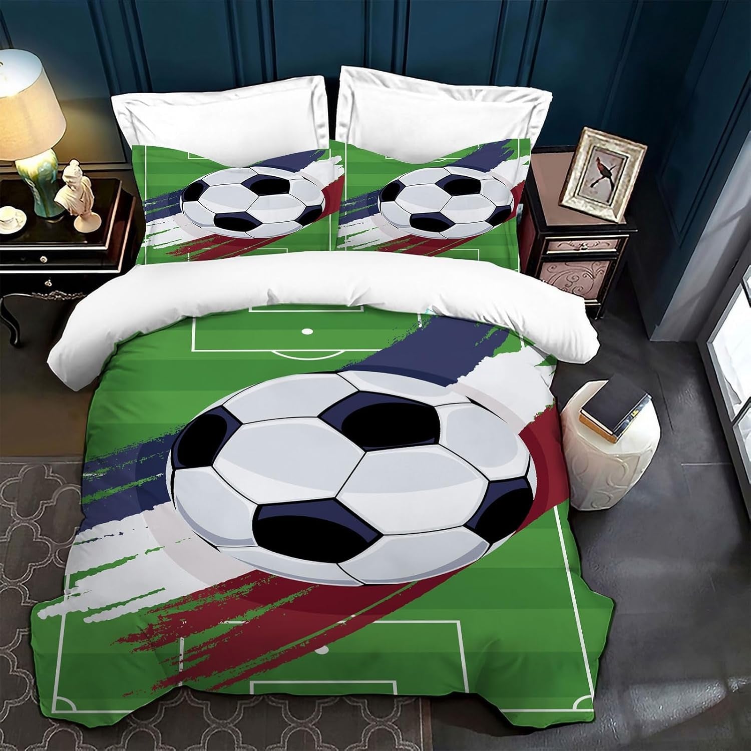 Børne sengetøj, fodbold, polyester mikrofiber Sengetøj - børn Naty Shop Grøn 200 X 200 Cm