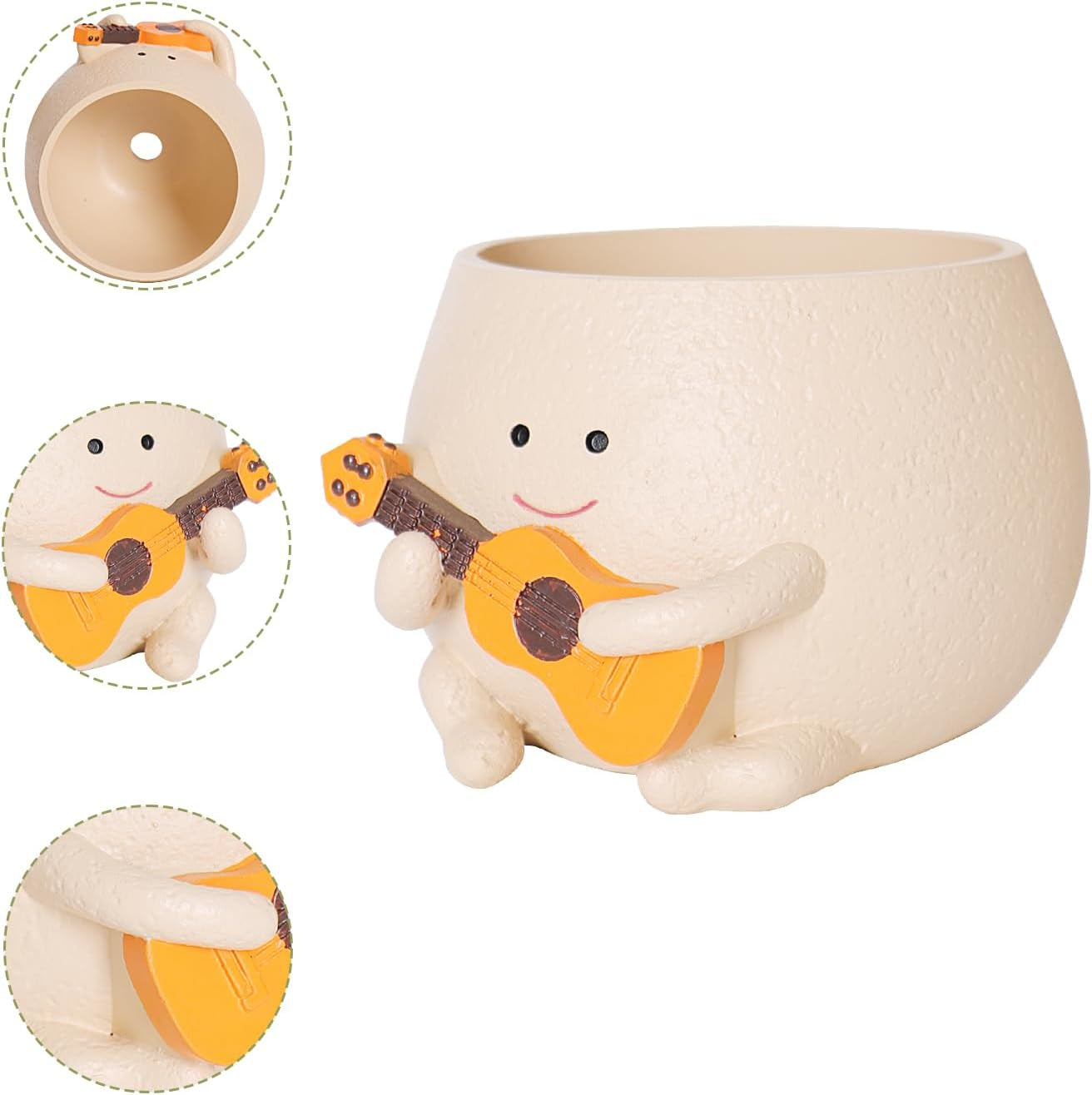Smiley-urtepotter Sødt harpikshoved Perlehalskæde Urtepotte Unik Guitar Indendørs Udendørs Sukkulent Urtepotte Gaveidé til mor