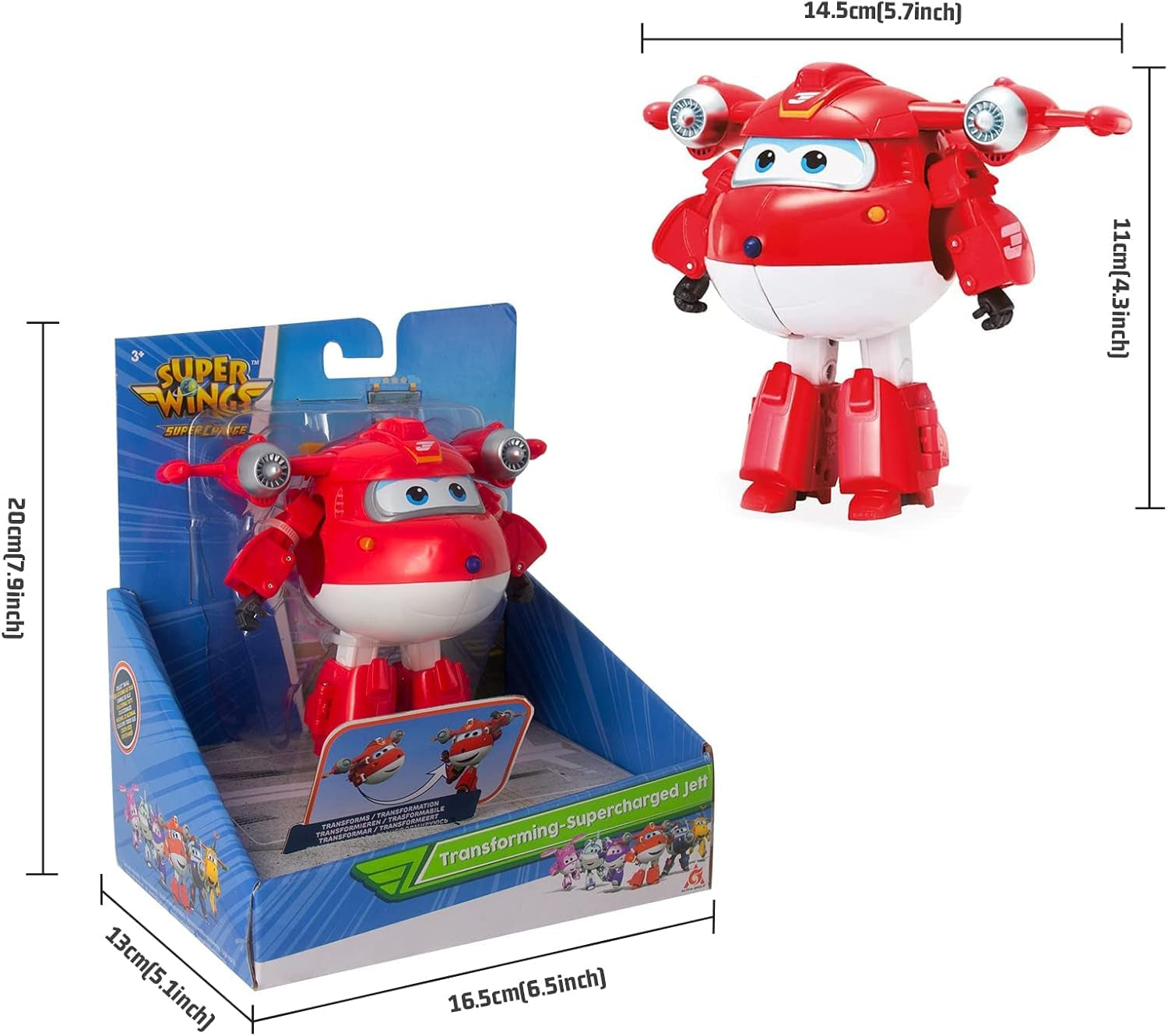 Super Wings 5" Transforming Characters 2-Pack Transforming Supercharged Jett + Tino Transformer Legetøj til drenge og piger i alderen 3+ Røde actionfigurer Naty Shop