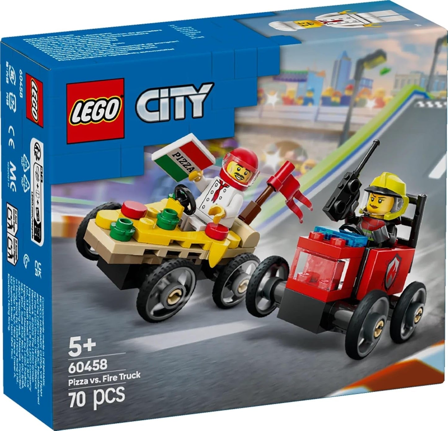 LEGO City Pizza Varevogn Vs. Pizzavogn - Sæbekasselegetøj til piger og drenge fra 5 år - Byggesæt med 2 chaufførminifigurer - Fødselsdags- og feriegave 60458 Byggesæt Besuche den LEGO-Store